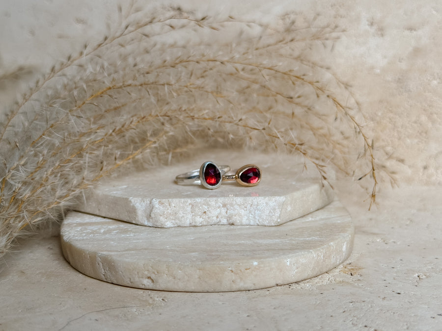 Mozambique Garnet + Sterling Silver Ring