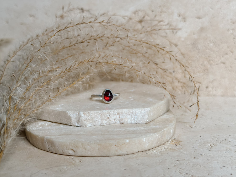 Mozambique Garnet + Sterling Silver Ring