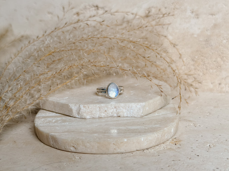 Rainbow Moonstone + Sterling Silver Ring