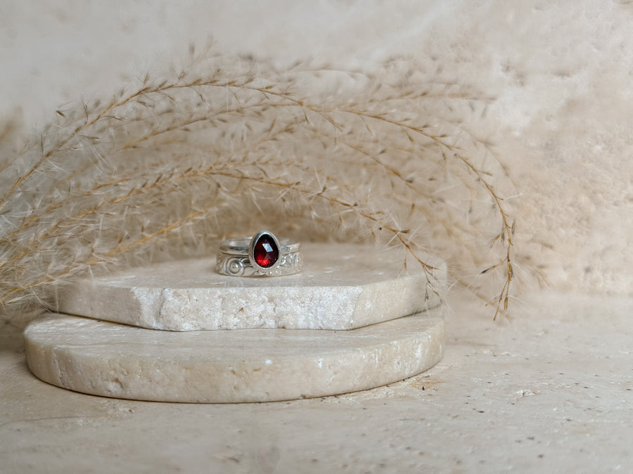 Mozambique Garnet + Sterling Silver Ring