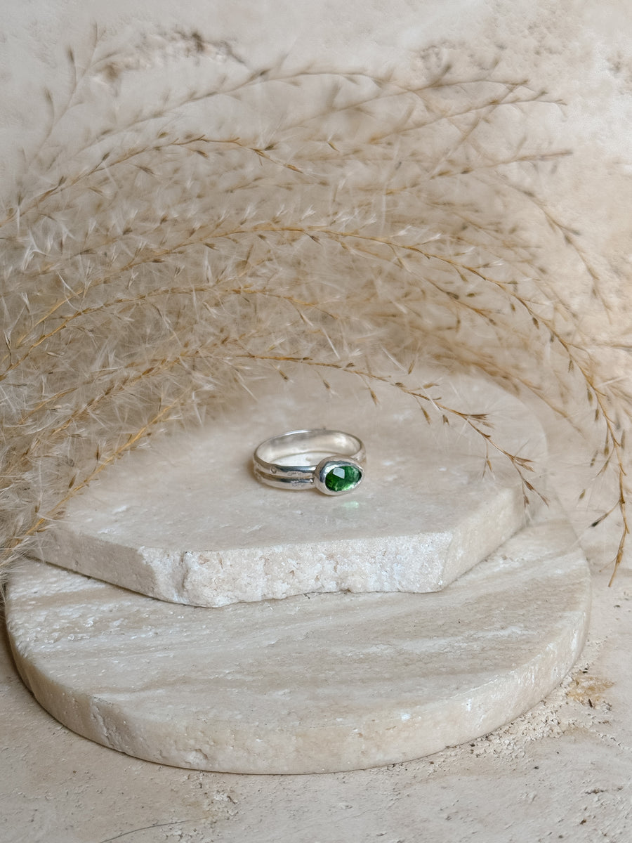 Green Tourmaline + Sterling Silver Ring