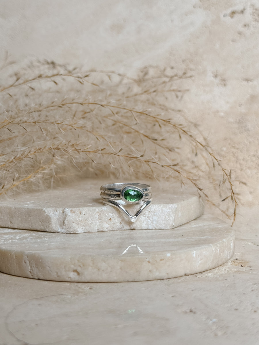 Green Tourmaline + Sterling Silver Ring