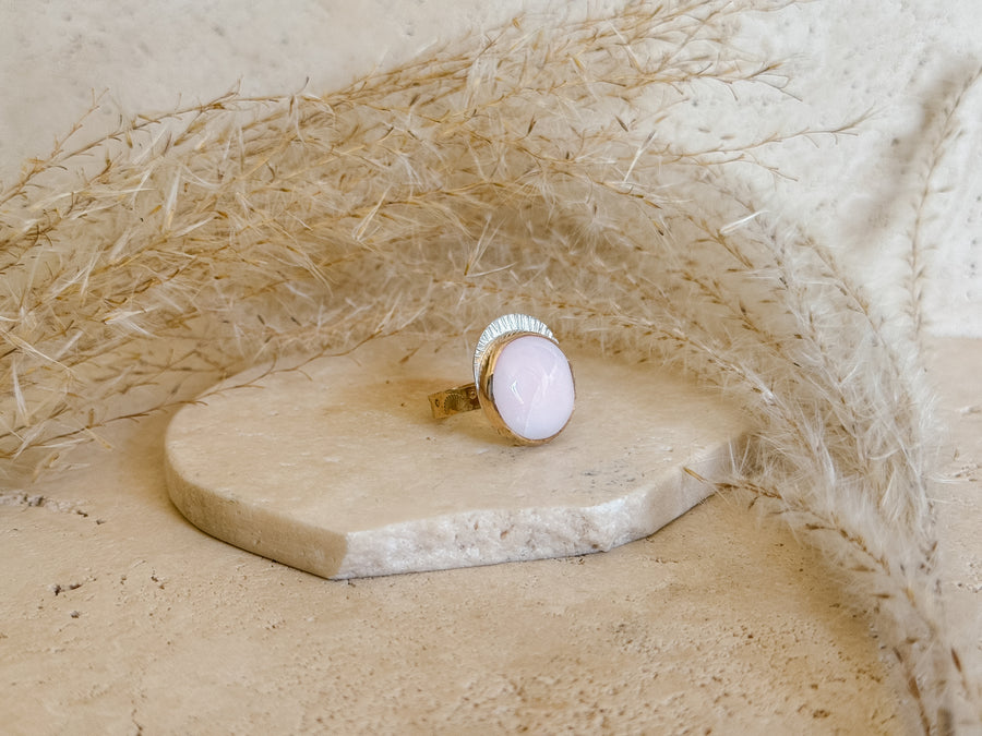 Pink Opal + Mixed Metal Ring