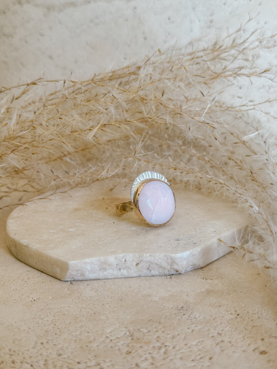 Pink Opal + Mixed Metal Ring