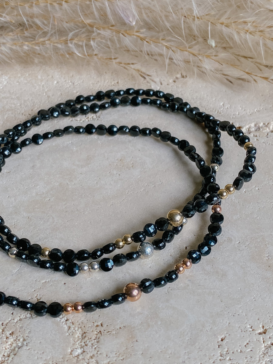 Black Spinel Anklet - Salt + Sage