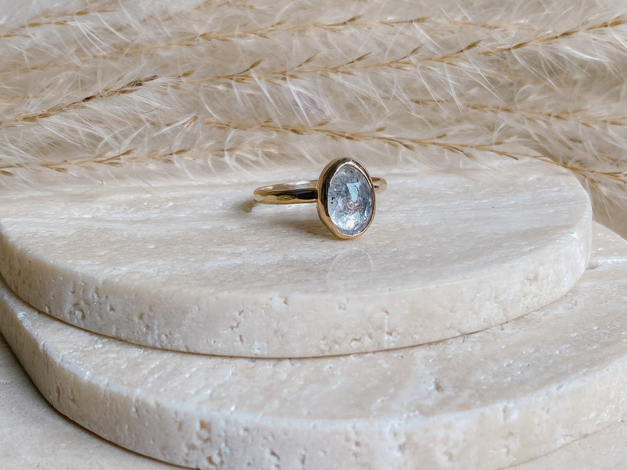Herkimer Diamond + 14k Gold Filled Ring - Salt + Sage