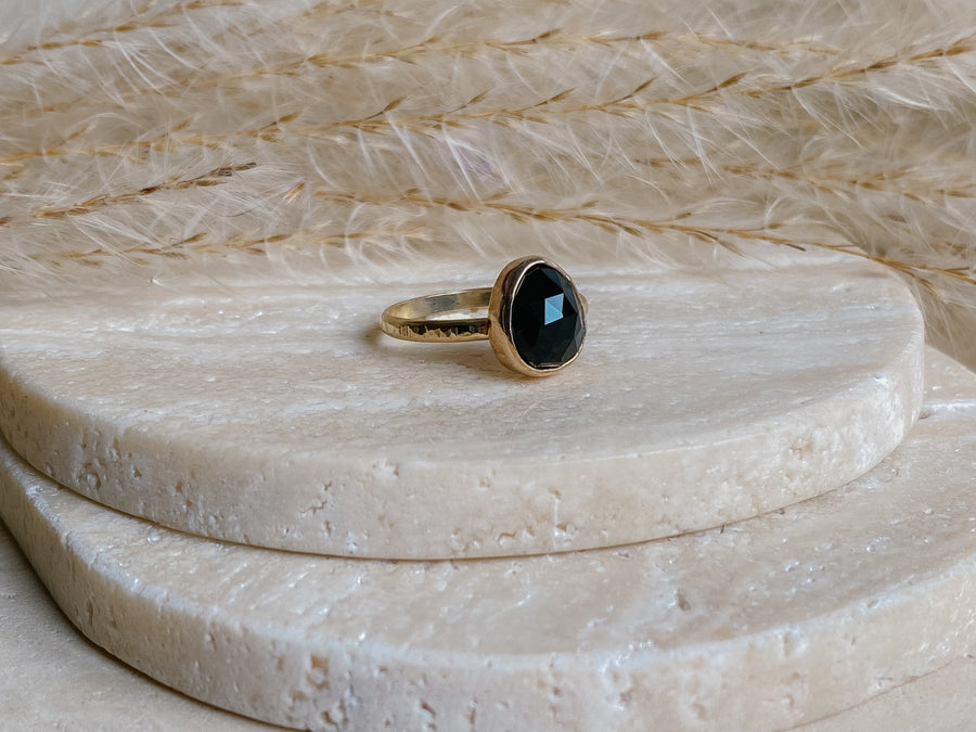 Black Onyx + 14k Gold Filled Ring - Salt + Sage