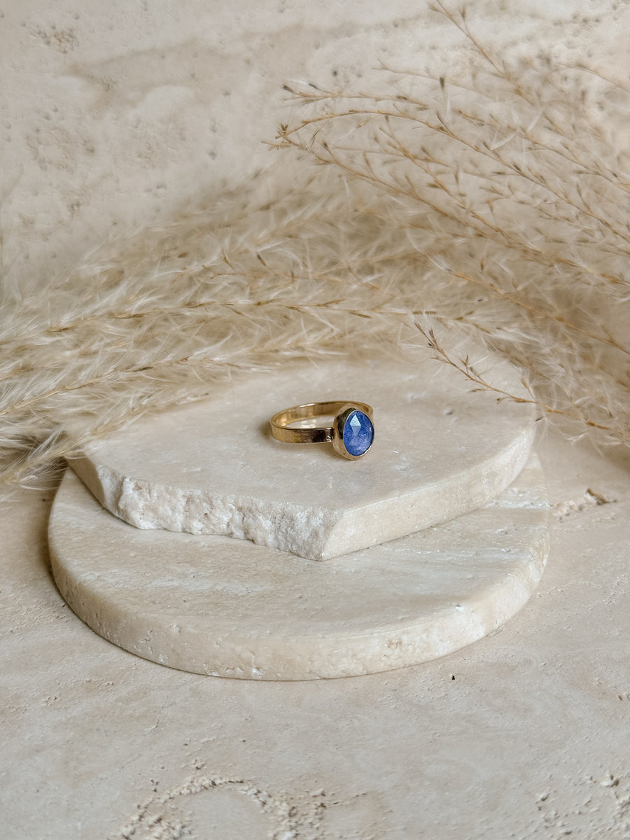 Tanzanite Ring + Solid 14k Gold Setting/14k Gold Filled Band