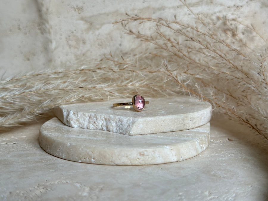 Pink Tourmaline + Solid 14k Gold Setting/14k Gold Filled Ring