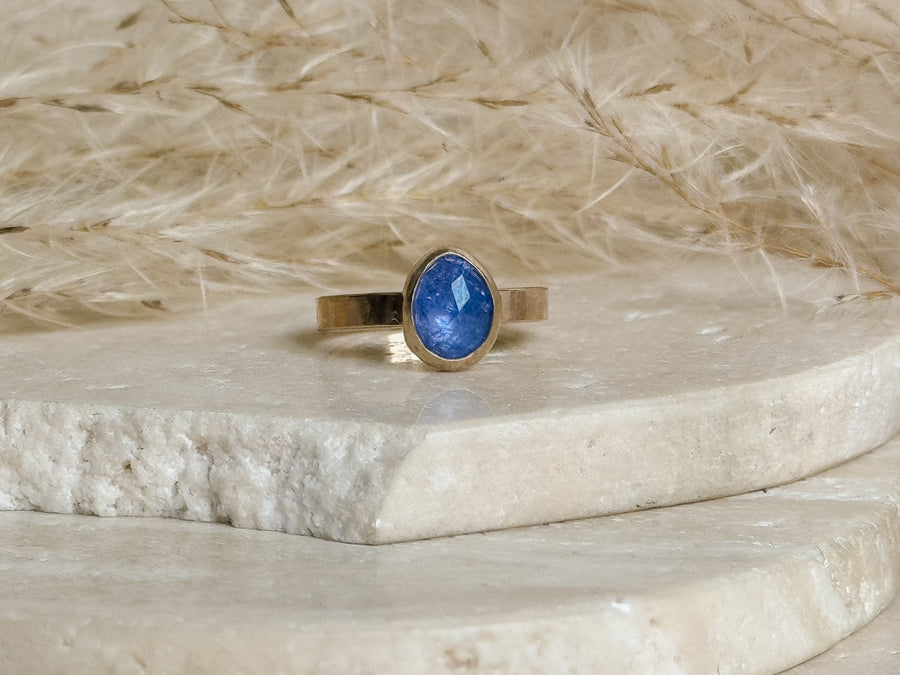 Tanzanite Ring + Solid 14k Gold Setting/14k Gold Filled Band