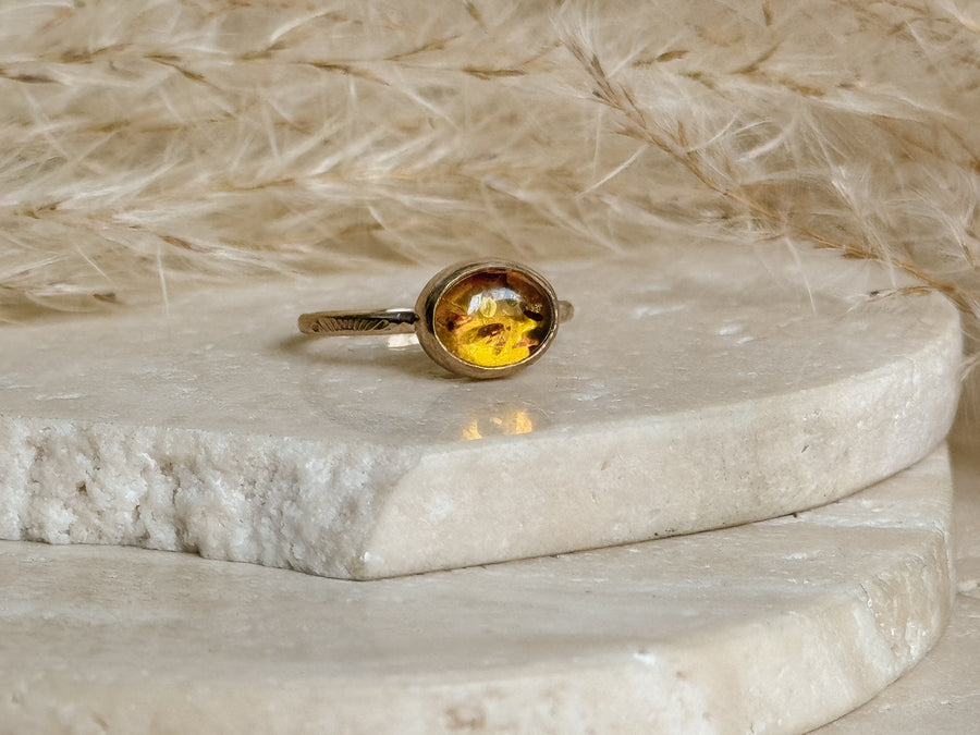 Baltic Amber + 14k Gold Filled Ring