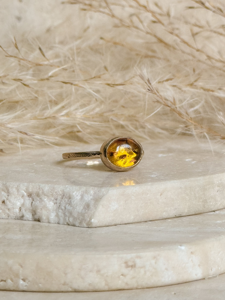 Baltic Amber + 14k Gold Filled Ring