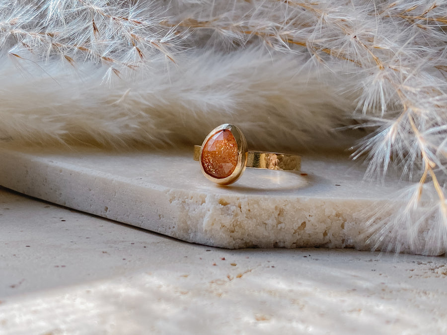 Sunstone + 14k Gold/14k Gold Filled Ring - Salt + Sage