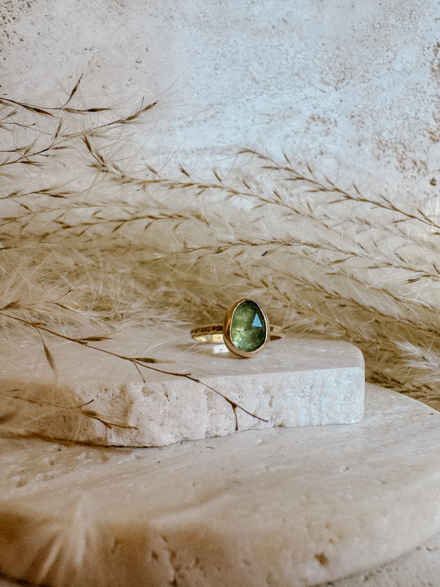 Green Sapphire + 14k Gold Filled Ring - Salt + Sage
