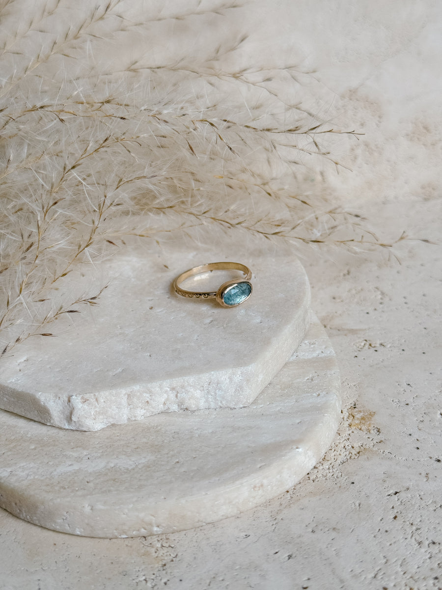 Moss Aquamarine + 14k Gold Filled Ring