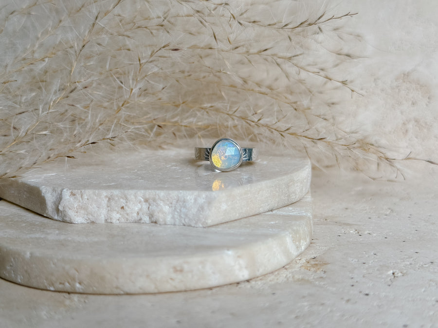 Ethiopian Opal + Sterling Silver Band
