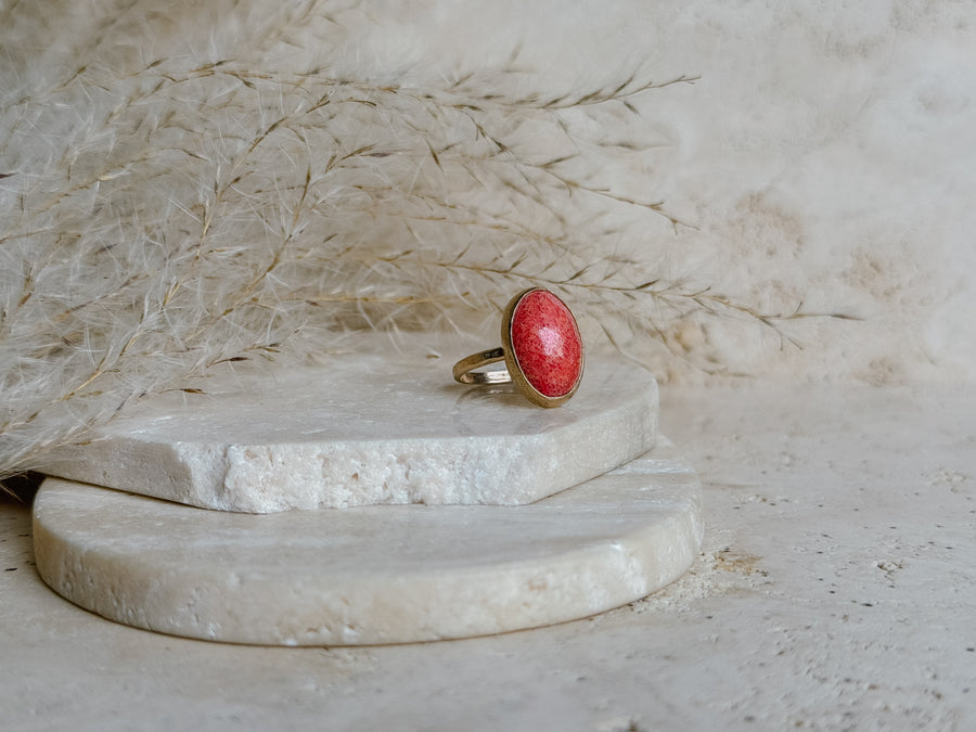 Coral + 14k Gold Filled Ring