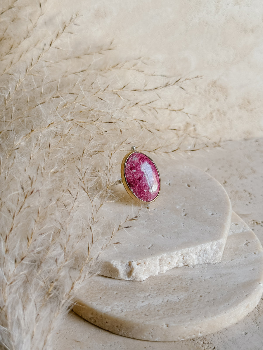 Thulite + Mixed Metal Ring