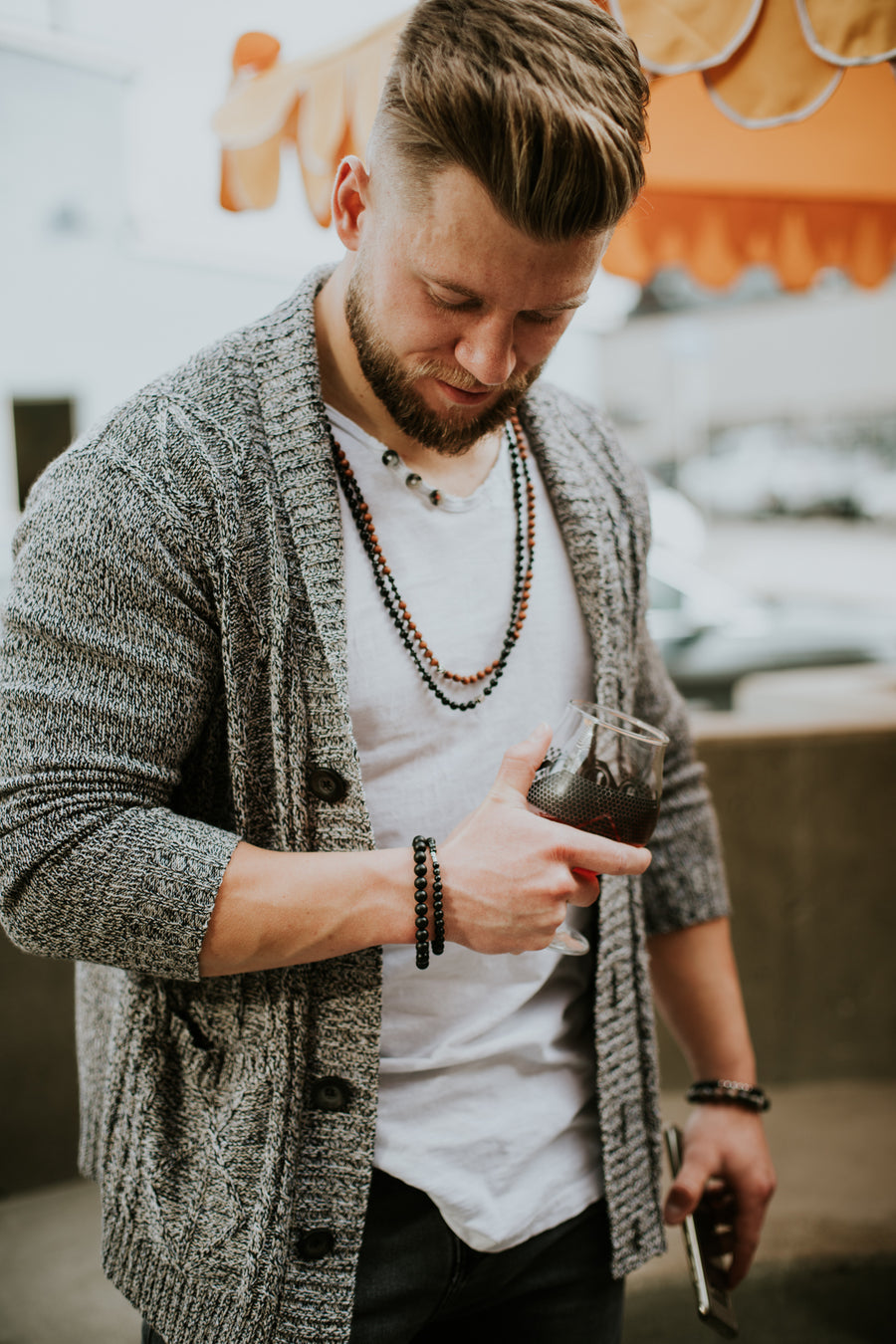 Black Onyx 6mm Mens Bracelet - Salt + Sage