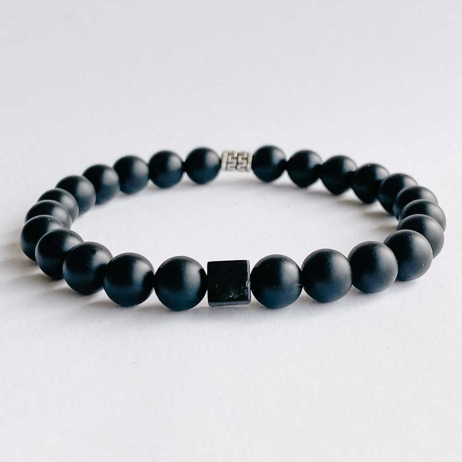 Onyx + Pyrite Mens Bracelet - Salt + Sage