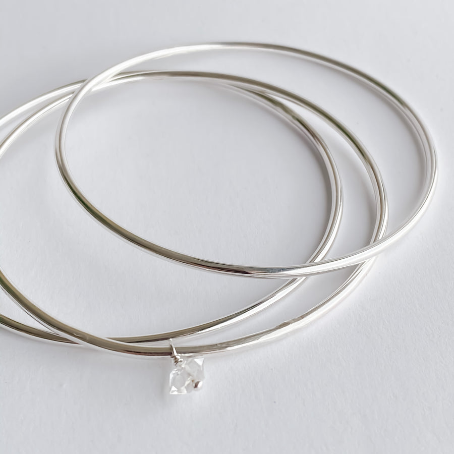 Silver Bangle Bracelet - Salt + Sage