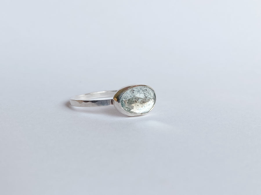 Moss Aquamarine Ring + Sterling Silver Ring - Salt + Sage