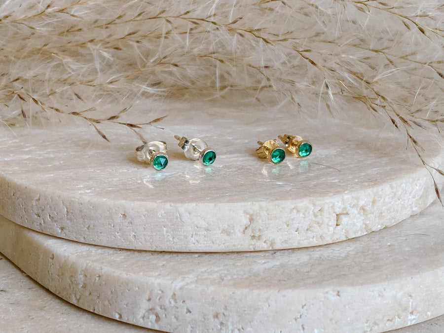 Emerald Stud Earrings - Salt + Sage