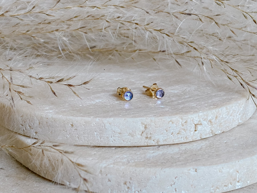 Tanzanite Stud Earrings - Salt + Sage